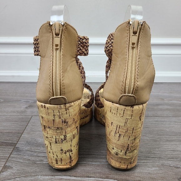 Stepps Tan Woven Strap Wedge Sandals - Picture 11 of 17